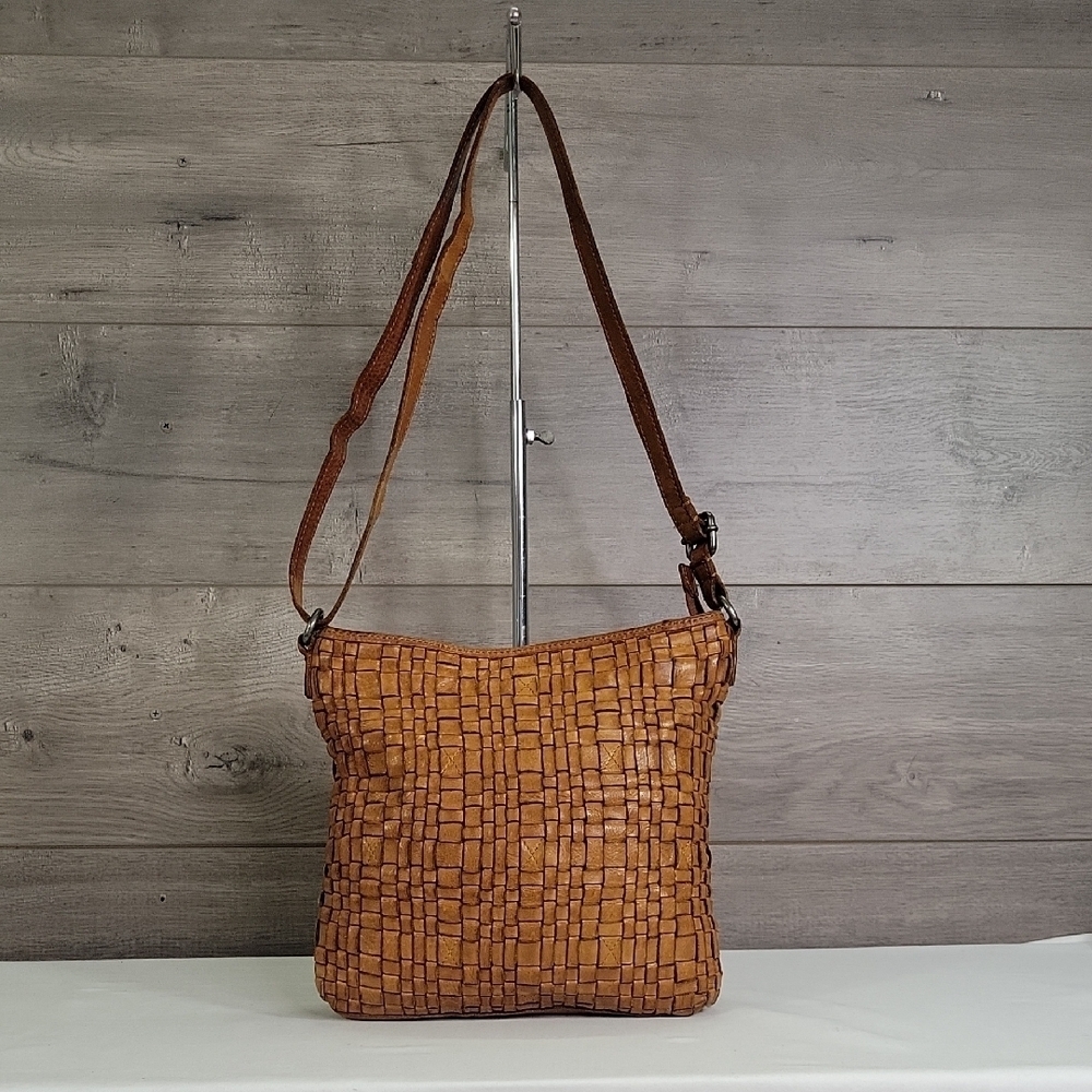 Vilenca Holland for Anthroplogie Brown Woven Leather Crossbody Shoulder Bag - Picture 1 of 12